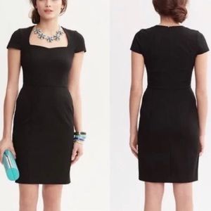 Banana Republic Petite Black Fitted Cap Sleeve Dress
